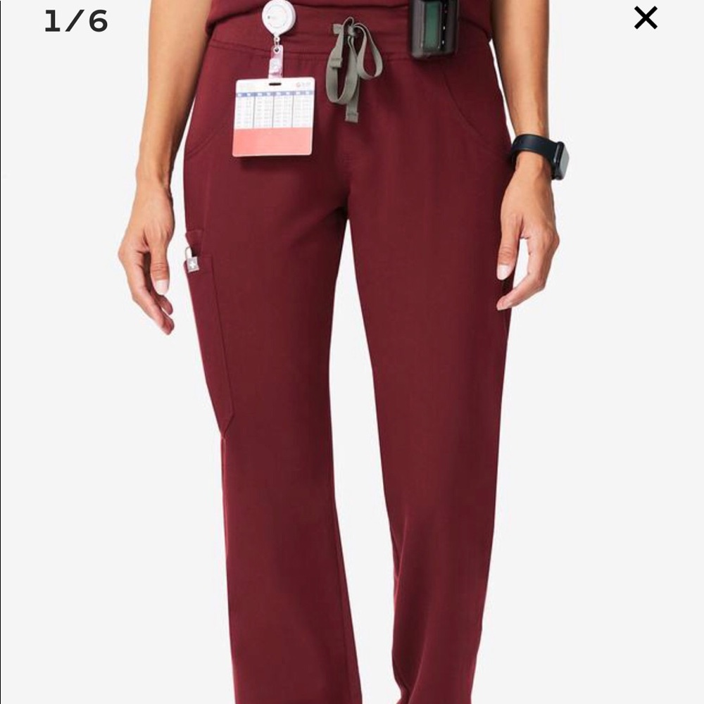 Figs Burgundy Scrub pant